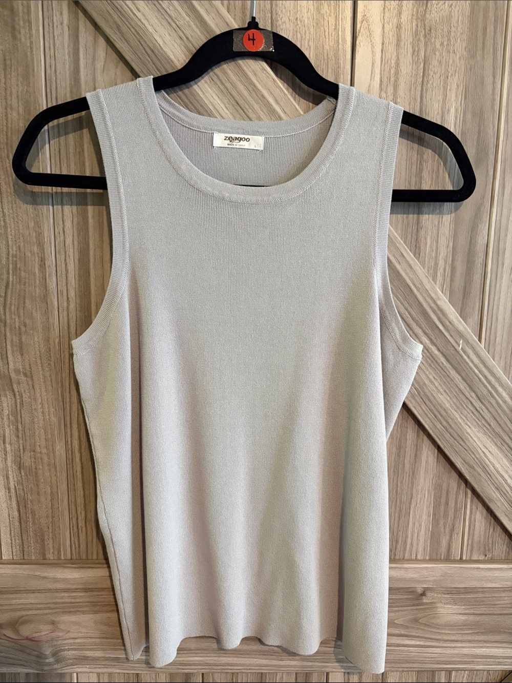 zeagoo Light Gray Ribbed Tank - Sleeveless Knit Shell 100% Viscose/Bamboo
